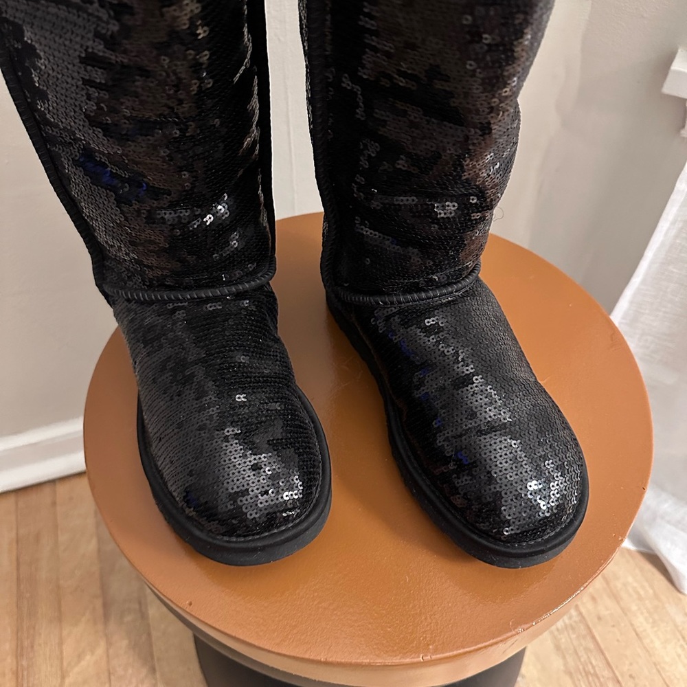 UGG Black Sequin Over the Knee Boots - Picture 6 of 8